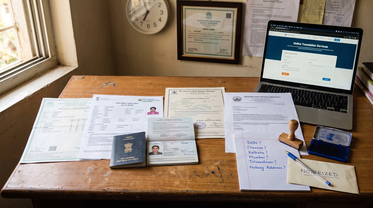 Notarized Translation of Documents for Russian University Admission (2026): Embassy vs Indian Agency — the Real Question Every Indian Family Asks, the Real Costs, the Real Deadlines & the Document Checklist That Gets Accepted First Time