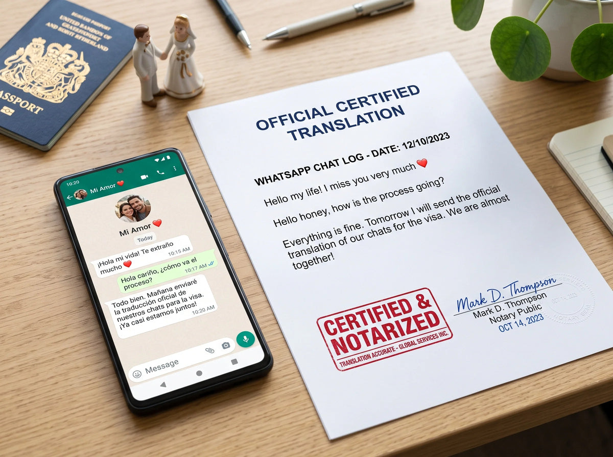 WhatsApp Chat Translation for Spouse Visa: Certified & Notarized (2026)